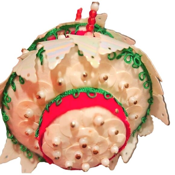 Vintage Handmade Push Pin Christmas Ornament Mid Century Retro Kitsch Hours of W - Picture 10 of 11